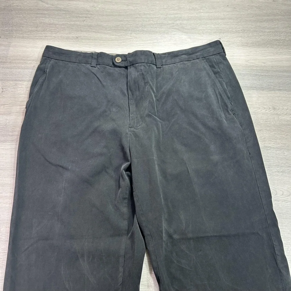 Tommy Bahama Pants Mens 38x30 Black Silk Cotton Chino Relaxed Fit Casual